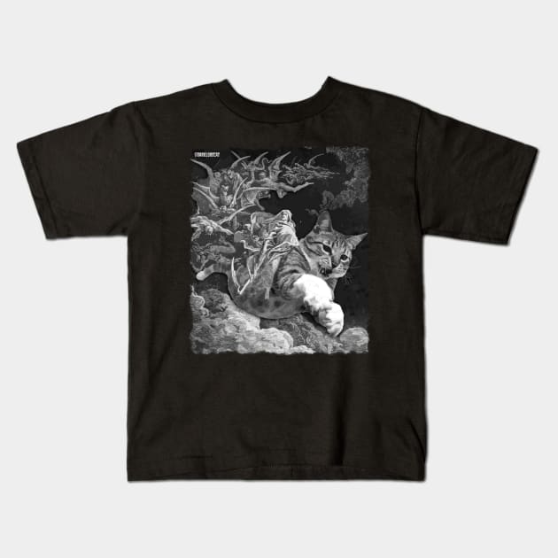 Death Rides a Pale Kitten Kids T-Shirt by darklordpug